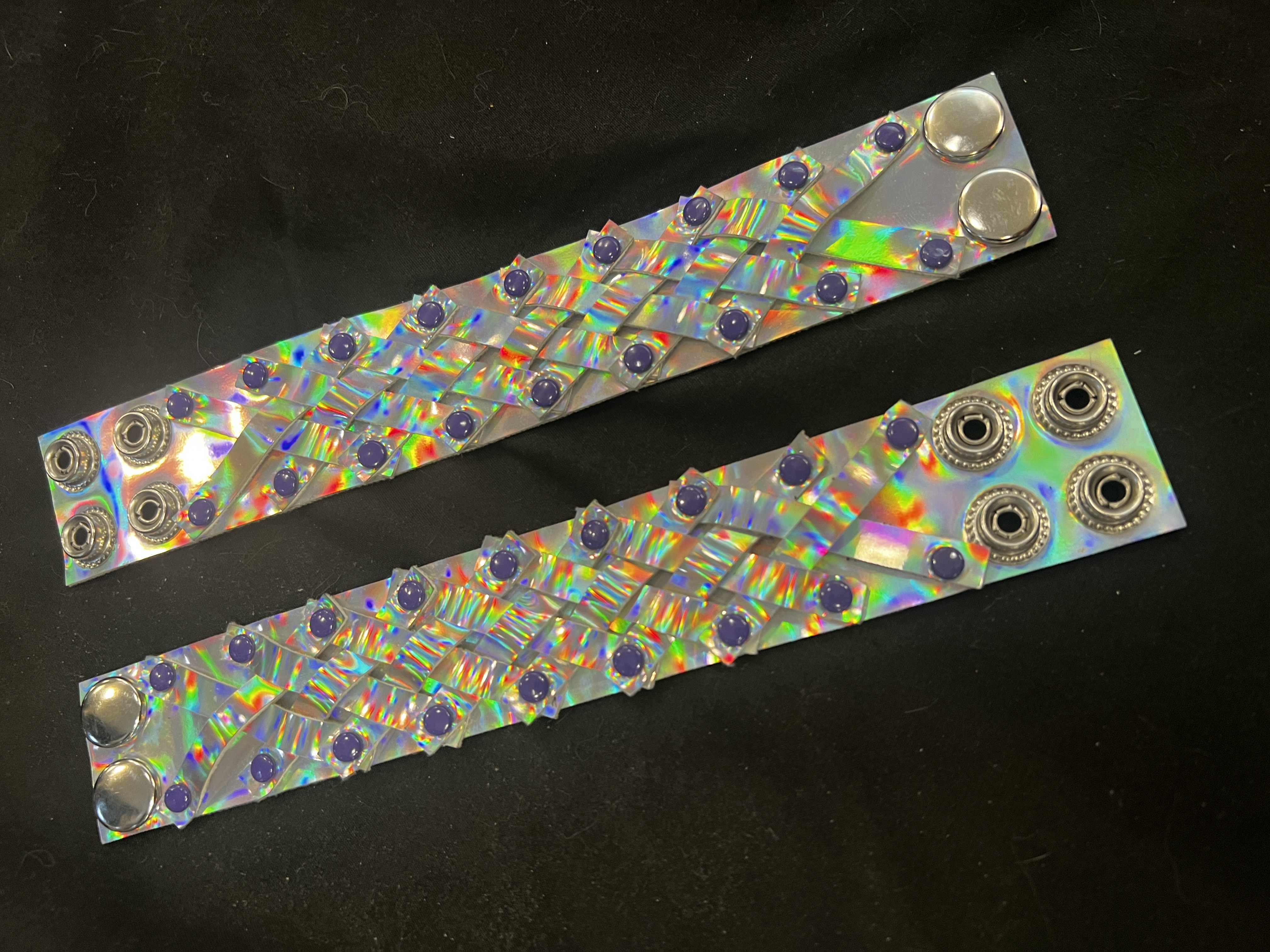 faux leather holographic cuff set