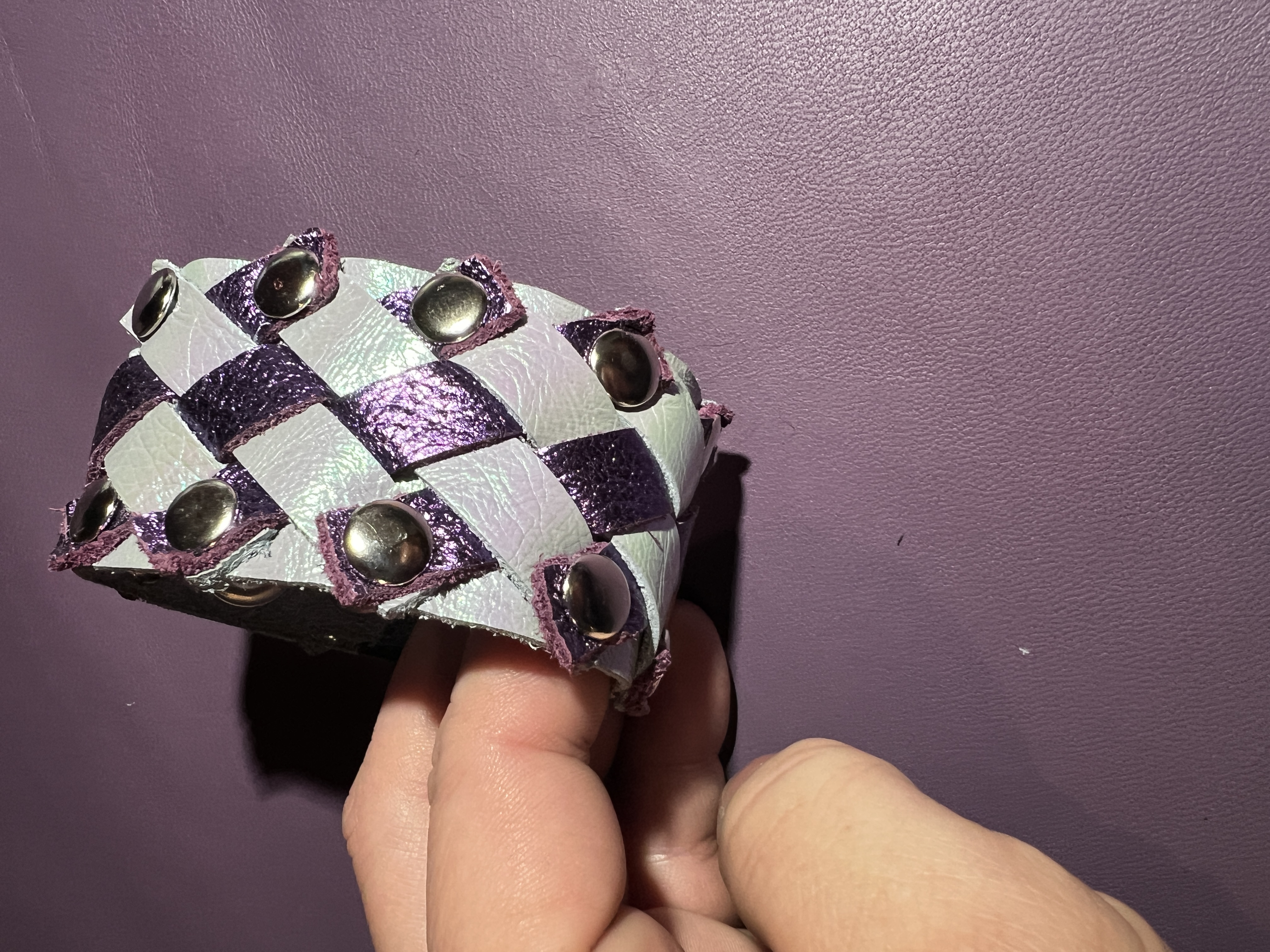 iridescent seafoam and metallic purple weave cuff